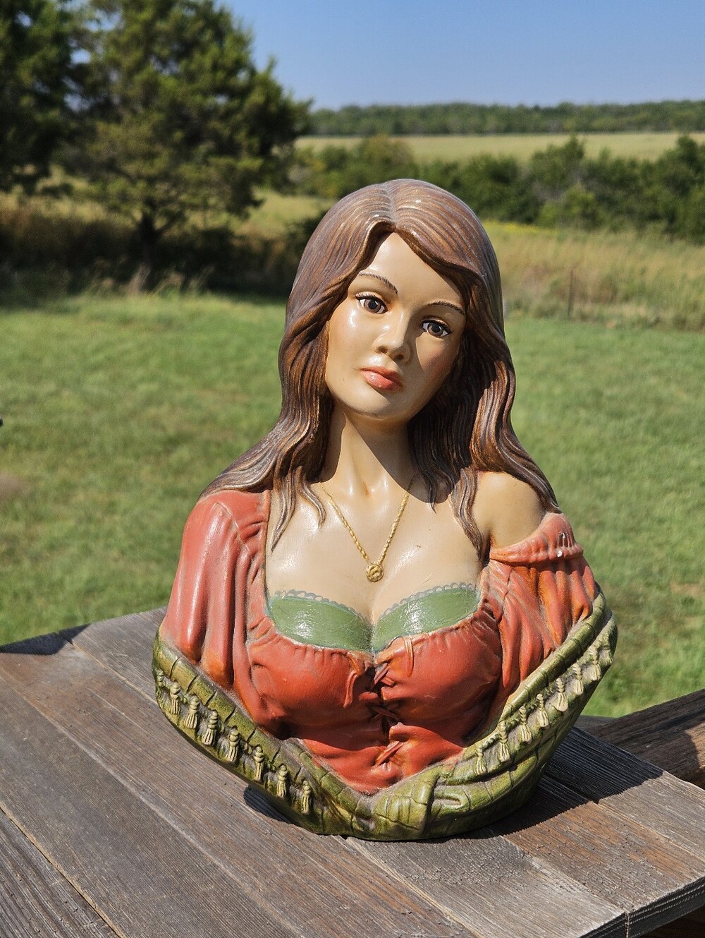 BUSTY WENCH BARMAID Vintage Holland Mold Ceramic Bust Statue 1970s Gypsy Lady